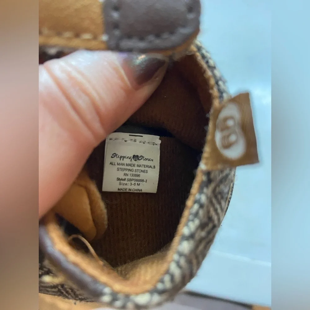 Stepping stones baby slip on Brown loafer shoes Boots EUC Soft Sole 3-6 Months